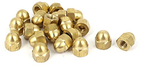 sourcing map Eichel Sechskant Hutmuttern - 20stk. M6 Hutmuttern Messing Sechskant Dekorative Hutmutter für Schrauben Bolzen Messing Ton