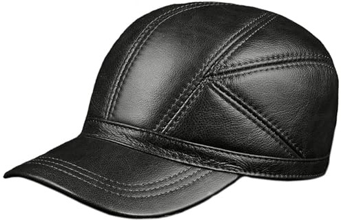 acdiac Herren Rindsledermütze Winter Warm Outdoor Schützen Ohr Echtleder Verstellbare Baseballkappe