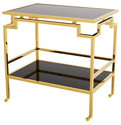 Gold Bar Cart | Eichholtz Smoking | Servierwagen mit Rädern mit Rauchglas-Ablagen | Moderne Luxus-Möbel