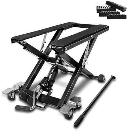 ConStands-Motorrad Hebebühne Kompatibel mit Scherenheber Hydraulisch XL inkl. Distanzstöcke 500 kg Schwarz