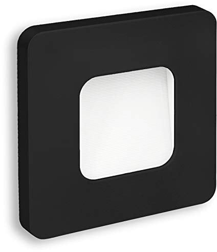 SSC-LUXon® LED Treppenleuchte DEVA schwarz quadratisch - Wand-Einbaulicht für Stufen & Treppen (230V, 1W, IP20, warmweiß)