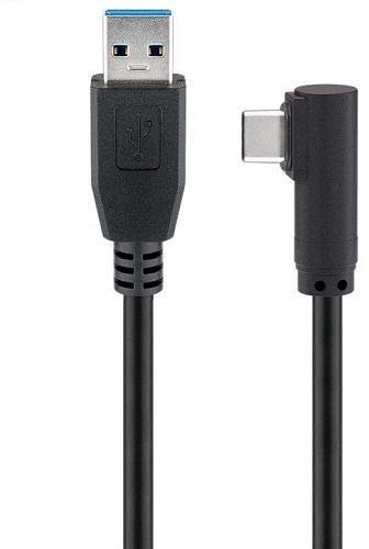 CABLEPELADO Cable USB 3.0 Super Speed | Cable USB Carga Rápida Tipo USB C acodado | Alta Velocidad 5Gbps | Compatible con Galaxy, Redmi Note, Huawei, BQ, Lenovo, Xiaomi | Negro | 1 Metro