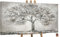 YS-Art Acryl Quadri su tela Dipinti a mano albero della vita quadri arte astratta Soggiorno murales moderno con colori grigi ufficio 160x80 cm