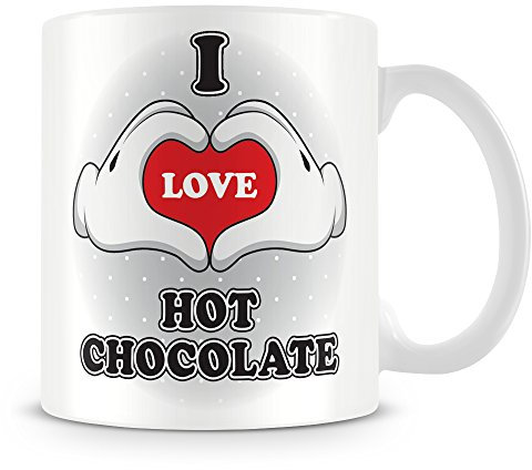 I Love Hot Chocolate Mug - Add Photo - Personalised Love-Heart Hands Design Gift