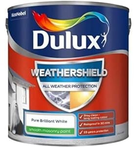 Dulux Weathershield Smooth Masonry Paint - Pure Brilliant White - 2.5L