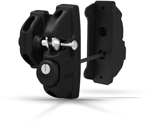 Safetech Hardware X2 Two Sided Gate Latch - Key Lockable Gate Lock - Safety Fence Latch – for Various Gates Security Lock Latch - 2 Independent Latching Hooks – Metal, Wood & Vinyl Gate Latch (Black)