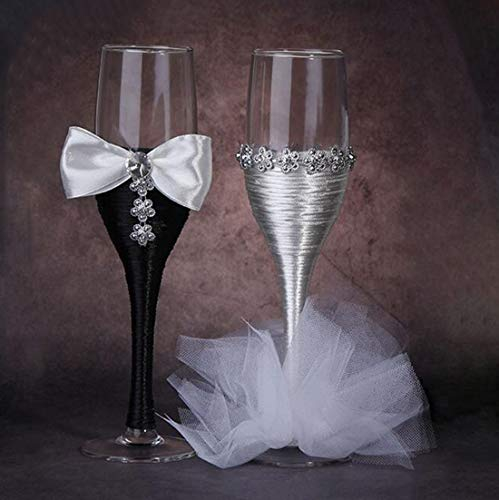 7 Oz Vestido de Boda Personalizado Copas de Vino Hechas a mano por la novia y el novio Flautas de champán para tostar, regalos de boda, regalos de boda, regalos de pareja, decoraciones de boda