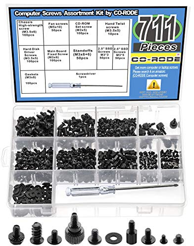 CO-RODE 711-teiliges Computer Schrauben, Abstandshalter Mainboard, Festplatten Schrauben, SSD Schrauben für Motherboard, Festplatten, Computer Gehäuse