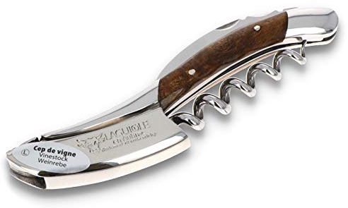 Laguiole en Aubrac Kellnermesser - Griff Weinrebe Weinstock - Edelstahl glänzend - Weinöffner Frankreich