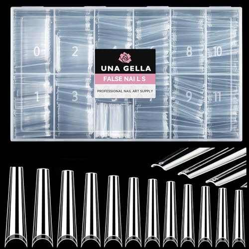 UNA GELLA Extra Lange Nail Tips 504 Stück XXL Lange Klare Falsche Nageltips Ballerina 12 Größen Acryl Nagel Tips Weiche Gel Halbbedeckte Lange künstliche Nagelspitzen mit Box für Nagel Kunst Salons