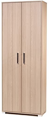 Liberoshopping Scarpiera armadio grande a 2 ante in legno con ripiani interni piedini e maniglie (Rovere)