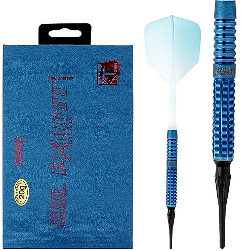 CUESOUL Blue Cocktail 20g Soft Tip 90% Tungsten Dart Set mit Ölfarbe Finish und Farbverlauf ROST Flights