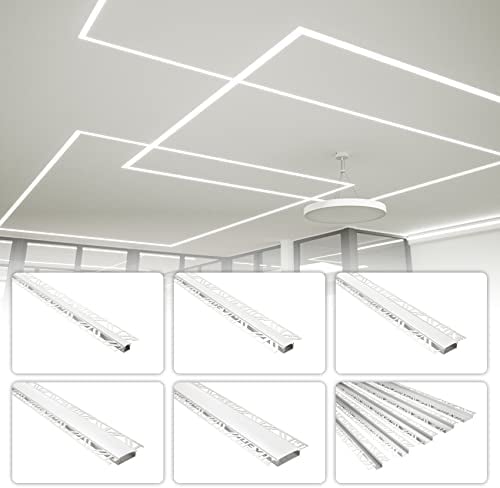 HEXIM LED Trockenbauprofil Alu Unterputzprofil LED Profil (30 Meter / 15 Profile) inkl. Abdeckung opal Trockenbauleiste Einbauprofil Schiene Decke Wand (ALED-5, Leuchtbreite 50mm)