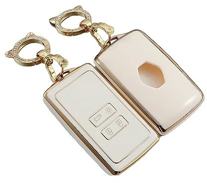 ontto Schlüsselhülle Autoschlüssel Gehäuse Passt für Renault Arkana Megane Dacia Ducia 2 Twingo Clio Sandero Kadjar Fernbedienung Schlüsselanhänger Schutzhülle TPU Schlüsseletui Auto Zubehör Beige