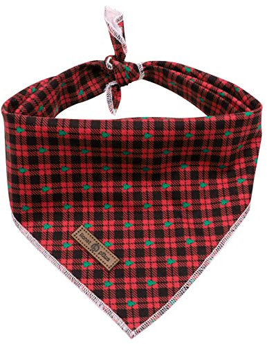 lionet paws Weihnachten Bandana für Hund Kopftücher Hundehalstuch Dreieckstuch für Kleine, Mittelgroße und Große Hunde Schwarz&Rot kariert