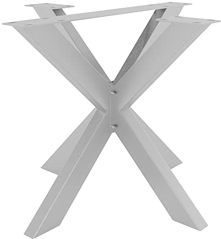 CLP Tischbeine Duncan I Tischgestell für DIY-Projekte I Tischkufen aus Edelstahl in Sternform I Vierkantprofile, Farbe:Edelstahl, Größe:85x85x71 cm