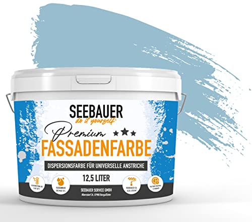 SEEBAUER diy® | Premium-Fassadenfarbe für Außen | Universelle Fassadenfarbe Blau | Gute Deckkraft und Farbintensität | Verschiedene Trendfarben (300 ml, No. 815 Blue Ridge)