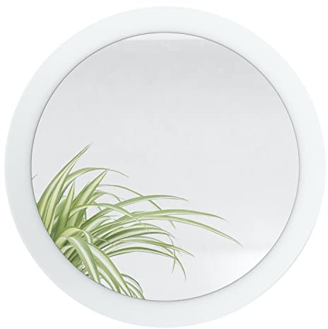Vladon Spiegel Globe 50 cm, Made in Germany, dekorativer runder Wandspiegel für Flur und Wohnzimmer mit MDF-Rahmen in Weiß matt