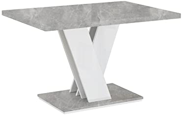 ALTDECOR Couchtisch, Kaffeetisch, ideal als Sofatisch oder Wohnzimmertisch, solide Konstruktion aus Möbelplatte, 100x70x60 cm - Hochglanz Weiß/Betonoptik - ASIV Mini