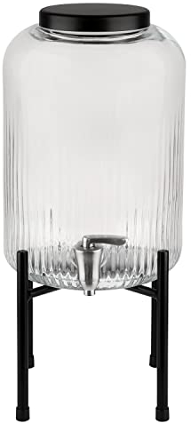 APS 10450 Getränkespender INDUSTRIAL, 7 Liter, Glasbehälter, Edelstahl Zapfhahn, Anitrutschmatte aus Silikon