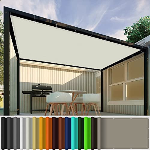 Voile d'ombrage Rectangulaire 3 x 5.5 m Voile d'ombrage sur Mesure D'Ombrage Toile pour Jardin Extérieur Terrasse Cour, avec Corde, Ivoire