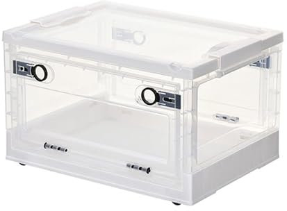 U.Uberlux Aufbewahrungsbox auf Rollen mit Deckel transparent, 2 Seiten Öffnung, faltbare Box, Faltbox, Ordnungsboxen, Box, Kiste, Kunststoffkiste, 49 x 35 x24 cm