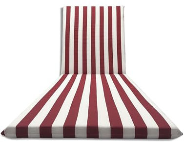 Il Tuo Artigiano Design Cuscino Imbottito per Lettino Prendisole 190x60 Totalmente Sfoderabile in Cotone (Bianco E Bordeaux)