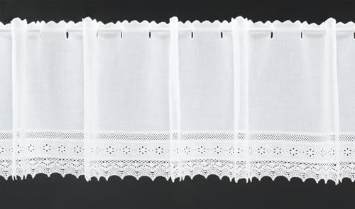 Gardinen Kranzusch Scheibengardine Batist Häkelspitze 27x52,5 cm H/B weiß Bistrogardine Vorhang Küche 1er Pack