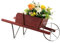 HOMASIS Blumenwagen Pflanzwagen mit 2 Griffen & Metallrad, Blumenkarre Holz, Blumentopf mit 9 magnetisch Zubehörteilen, Garten Deko, dekorativ Pflanzschubkarre für Innen & Außen, belastbar 5kg (Rot)