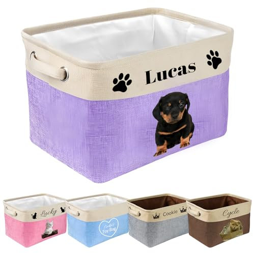 JeathFea Personalisierte Hundespielzeug - Name und Bild des Haustiers hinzufügen - Zum Aufbewahren von Hunde Katzen zubehör, Haustierbedarf - Faltbare Aufbewahrungsboxen