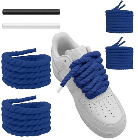 UamGlsob Lacci Corda Per Air Force 1 Sneaker, 15mm Spessi Larghi, Lacci per Scarpe in Cotone Robusto, Stringhe Grossi da Corsa Sportive, Rope Laces (Blue, 54''/140cm)