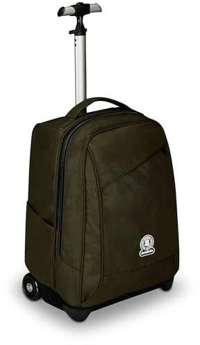 Invicta Trolley Scuola Benin Solid, Verde Militare, 2 in 1, Con Spallacci Uso Zaino, Tasca porta Borraccia e Porta Laptop, Scuola & Viaggio, Ragazzi