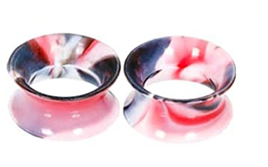 BCughia Ohr Tunnel 18mm Silikon Ohr Plug Herren Rosa und Schwarz Reifen Tunnel Ohrring Set, 2 Stück