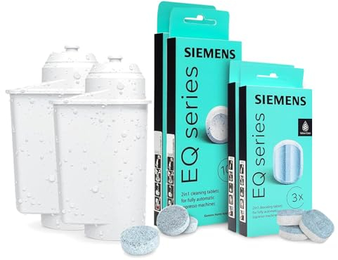 SIEMENS 2 x TZ80001 TZ80002 TZ70003 pastillas limpiadoras + pastillas descalcificadoras + filtro de agua para Serie EQ