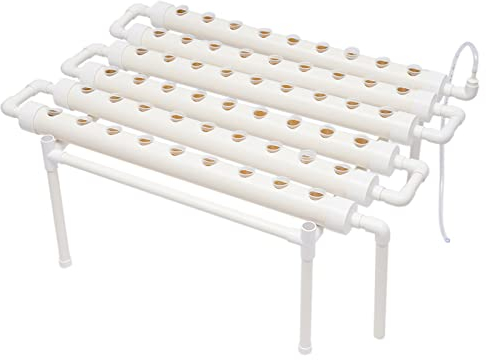 Alnemy Hydroponic Site Grow Kit, 1 Layer 36/54 ​​Standorte,Hydroponisches Anbausystem, Gemüse und Pflanzen Hydroponik mit Schlauch für Haus, Garten und Büro (54Loch)