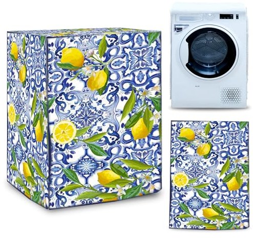 Copri Lavatrice e Copri Asciugatrice per Interno, Coprilavatrice Impermeabile, Copertura Impermeabile con Chiusura a Zip, Telo Antipolvere, Coprilavatrice da interno 60x60x80