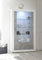 Dmora - Vitrine Moderne avec étagères, Made in Italy, Buffet avec Porte vitrée, Meubles de Salon, Vitrine, 110x42h190 cm, Blanc Brillant et Couleur béton