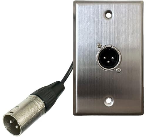DIYTECH Premium XLR-Wandplatte, lötfrei, kein Löten, Audio-Wandplatte, für Pro-Audio-Installation (Stecker auf Stecker, 1 Anschluss)