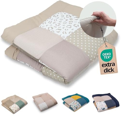 ULLENBOOM Krabbeldecke für Baby 100x100 cm, 100% OEKO-TEX Materialien, Made in EU, Dick & weich gepolstert, Leo - ideal als Babydecke & Spieldecke Baby