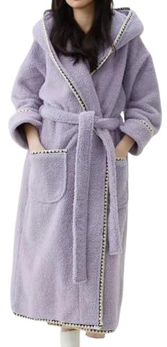 Robe de Chambre Femme Polaire Longue Peignoir de Bain Femmes & Hommes Polaire Longue Unisexe Peignoir Polaire Femmes Hiver Chaud Manteau d'intérieur Robe Homewear Peignoir Chaud et Doux Vêtement