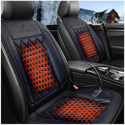 Wizvox 12V Sitzauflage Auto Beheizbar, 65 °C Konstante WäRmeleitung, rutschfest SitzbezüGesets, Compatible with 95% of Cars,Black