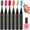 MADGININE Nail Polish Pens 6 Pcs Nail Varnish Pens, 3 In 1 Gel Nail Polish Pen, Portable Nail Pens Polish, One Step DIY Nail Gel Pen Brush, Soak Off UV LED Nail Varnish Nail Tools for Women Girls