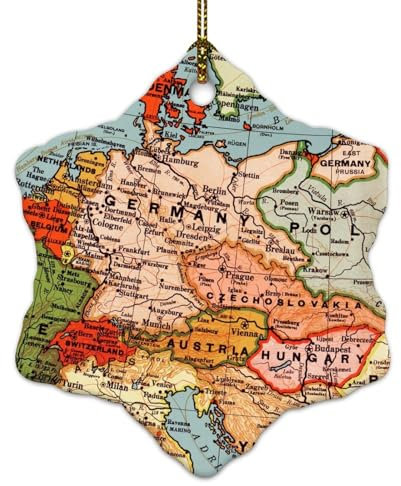 Landkarte Deutschland Weihnachtsschmuck Antike Weltkarte Bilder Schneeflocke Andenken Geschenk Keramik Porzellan Deko Souvenir für Weihnachtsbaumschmuck