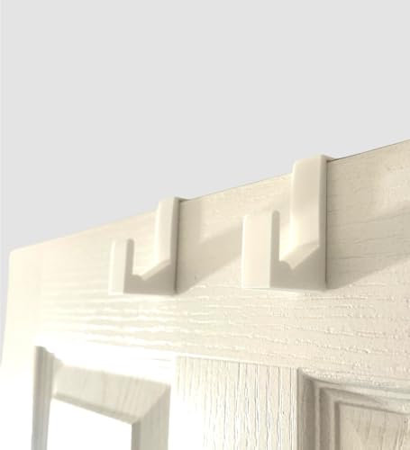 Over Door Hooks for 35mm Doors, Set of 2, White Plastic