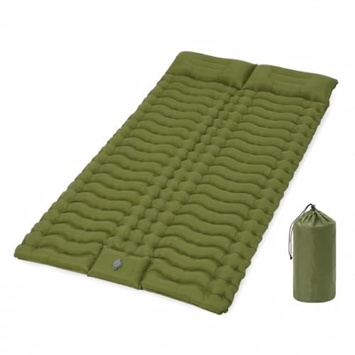 SOUUXIU Camping-Isomatte, 10,2 cm dick, für 2 Personen, 3D-Wellpappe, feuchtigkeitsbeständige Unterlage, aufblasbare Isomatte zum Wandern, Reisen, Zelten