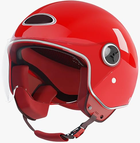 Casques Vintage À Face Ouverte Casques Jet De Moto avec Anti Scratch Visiere, Casque Moto Demi-Jet Homme, Casque Moto Et Scooter Compact Femme, Casque Semi-Ouvert Casque Jet Urbain 9,55-62CM