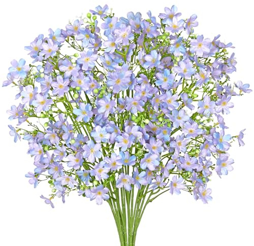 MEIVINES Fleurs Artificielles 8PCS Fausse Fleur en Vrac Fleur Artificielle à Longue Tige Plante Artificielle Exterieur UV Résistant Fausse Plante Décor Jardin Cuisine (Pourpre, 8PCS)