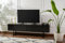 Dmora - Fernsehschrank Gussola, Ständer für Wohnzimmerfernseher, Niedriges Wohnzimmer-Sideboard, TV-Ständerbasis, 180x30 h50 cm, Schwarz