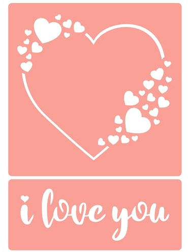 Professional Quality Reusable Stencil - High Adhesive - Love Heart Frame - PinkBloo Stencils - Made in The UK - Pink Vinyl Material for Glass, Mirrors, Bottles, Tiles, Wood