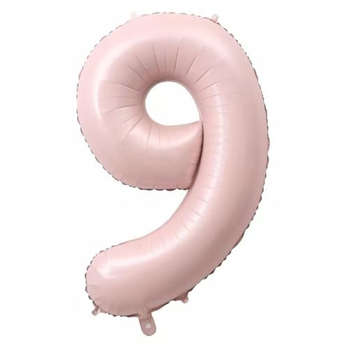 Alaoo Luftballon 9 Geburtstag Zahl, 40 Zoll Rosa Creme Folienballon,